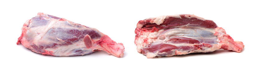 raw beef of leg on white background 