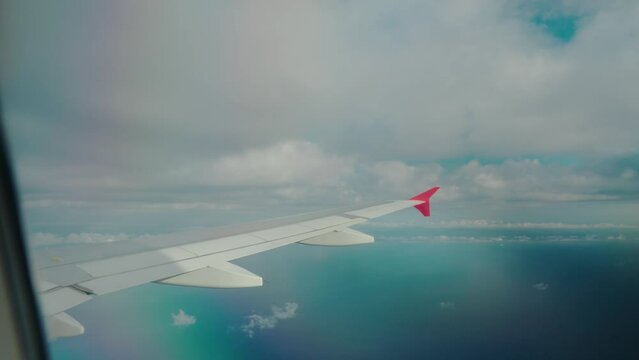 Aircraft approaching Barcelona airport over the sea