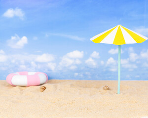 sunbeds and umbrellas on the beach