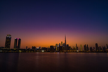 Dubai skyline at sunset - Long Exposure