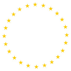 Circle of 24 stars. Yellow vector silhouette shape II.
