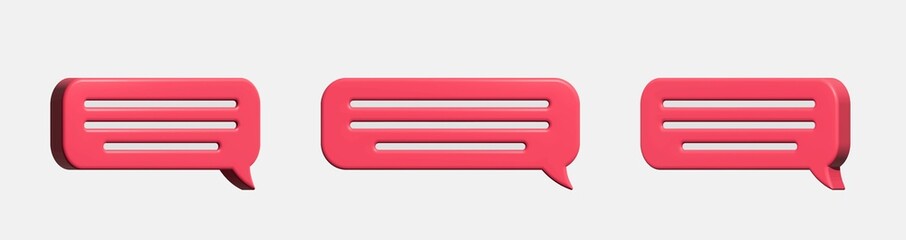 Glossy red speech bubbles and messenger shapes. 3d vector. 