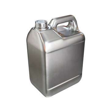 Silver plastic canister on a white background, 3d render