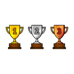 golden, silver, bronze trophy icon vector illustration