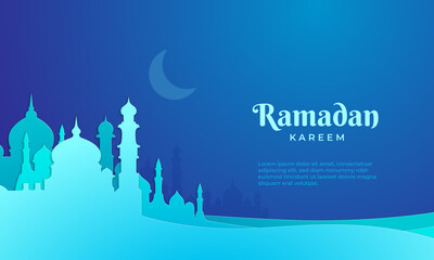 Ramadan kareem (holy month of ramadan) islamic background papercut banner  design.