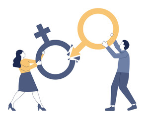 Gender inequality concept. Bias and sexism in workplace or social