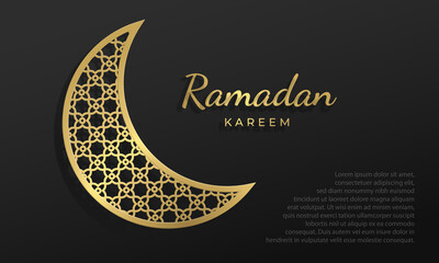Ramadan Kareem (holy month of ramadan) islamic background with 3d gold elements and luxury elegant design