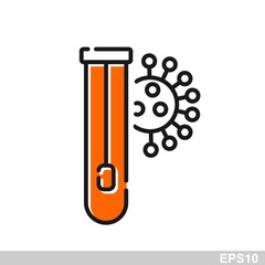 Covid pcr test vector line icon. Corona virus covid19 tube test medical laboratory.vector