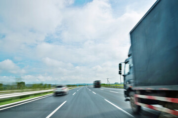 Fototapeta na wymiar Truck transportation on high road