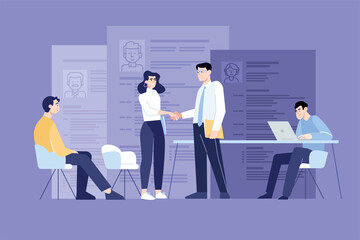 People concept. Vector illustration of human resources management, employment, career, an interview for job for graphic and web design, business presentation and marketing material.