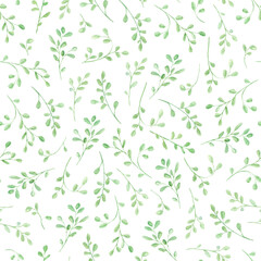 Delicate pattern with green leaves. Grass on the pattern. Pattern for wallpaper, textile, wrapping paper