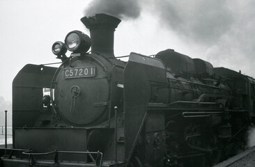 Fototapeta na wymiar 蒸気機関車,C57 201号機,北海道函館本線,1969年