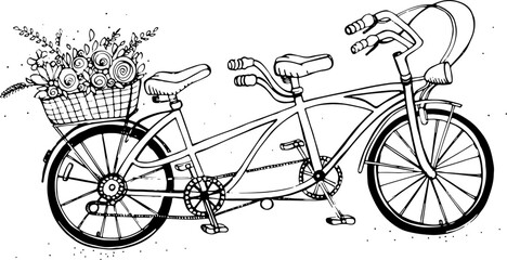 Hand Drawn Tandem City Bicycle Illustration © Good Studio
