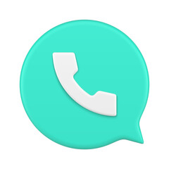 Realistic green call connection voice chat application quick tips 3d icon vector illustration