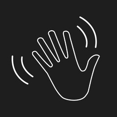 Waving hand gesture vector isolated on black background. 