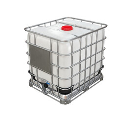 IBC container for liquids of white color on a white background, 3d render