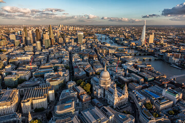 Aerial London Central business district travel tourism UK
