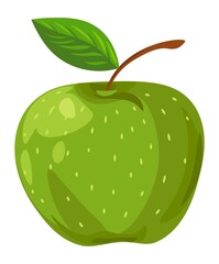 Organic ripe apple, fresh fruit with leaf vector