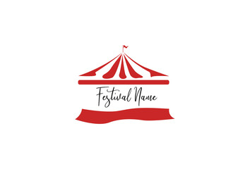 simple flat circus tent graphic design for festival or even or show or exhibition vector logo template