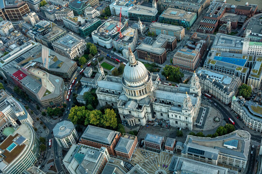 Aerial view London St Pauls Cathedral England UK