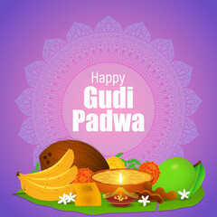 Vector illustration concept of Happy Ugadi Or gudi padwa, indian festival