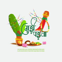 Vector illustration concept of Happy Ugadi Or gudi padwa, indian festival