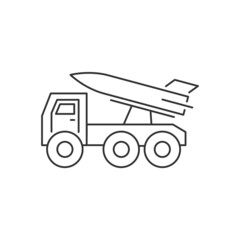 Missile launcher truck line icon. Editable stroke