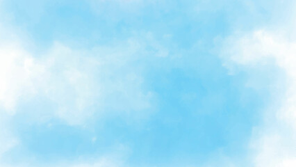 Watercolor blue sky with white cloud vector illustrator