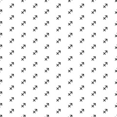 Square seamless background pattern from geometric shapes. The pattern is evenly filled with big black zodiac sagittarius symbols. Vector illustration on white background
