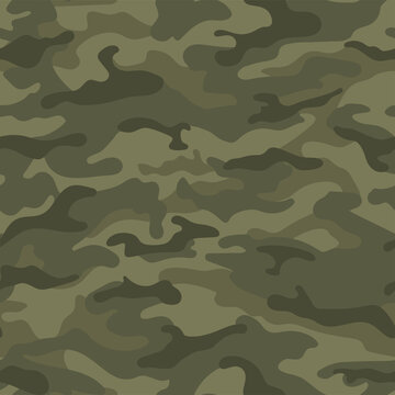 Green Camouflage Pattern Background. Seamless Green Camouflage