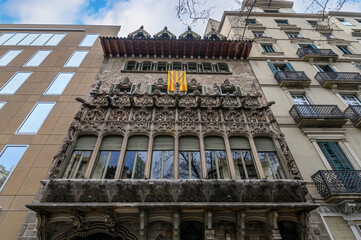 The Palau Baro de Quadras in Barcelona, Spain. A small Modernista palace by architect Puig i Cadafalch. Currently houses the main offices of the Institut Ramon Llull