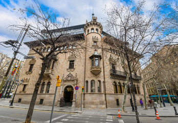Fototapeta na wymiar The building of the Regional administration of Catalunya or Provincial Council on Rambla street in Barcelona, Spain