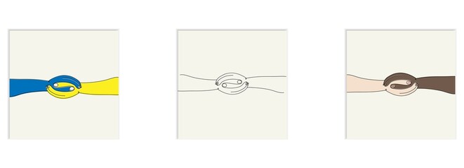 hands in one line hands in one line handshake