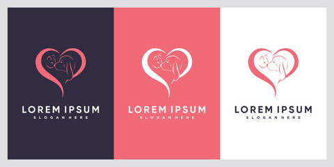 Cat and dog icon logo design with creative concept