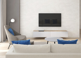 Modern living room interior. 3D rendering.