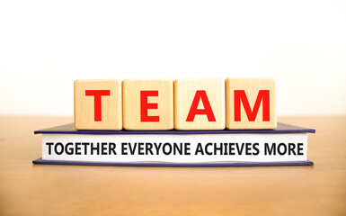 TEAM together everyone achieves more symbol. Concept words TEAM together everyone achieves more on...