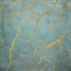 Obraz premium Pale Green Marble Texture with with golden cracks. Background, useful to create surface effect for your design products such as background of greeting cards, architectural and decorative patterns. 