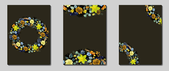 Vector set of flower backgrounds with copy space for text
