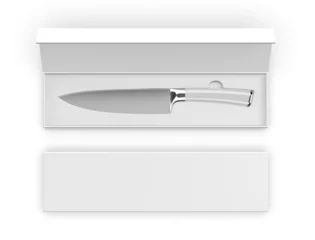 Fotobehang Blank Knife with hard box packaging for mockup. 3d render illustration. © godesignz