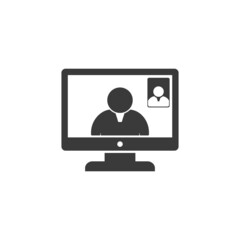 vector illustration of monitored video call icon, video call flat design, online school etc