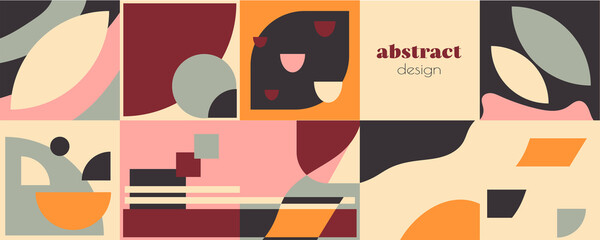 Abstract unusual geometric pattern design with shapes and elements. Simple modern geometry vector background for business card, invitation, poster, web banner, trendy retro texture © Оксана Назарова