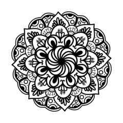 Circle pattern in the form of mandala for Henna, Mehndi, tattoos, decorative ornaments in ethnic oriental style, coloring book pages.