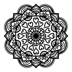 Circle pattern in the form of mandala for Henna, Mehndi, tattoos, decorative ornaments in ethnic oriental style, coloring book pages.