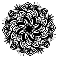 abstract floral ornament, Circle pattern in the form of mandala for Henna, Mehndi, tattoos, decorative ornaments in ethnic oriental style, coloring book pages.