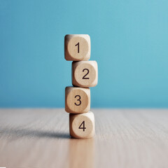 Cubes with numbers: 1,2,3,4. The order of priority in any activity is correct