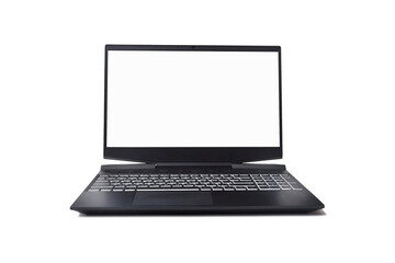 Black laptop on a white background