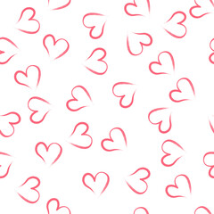 Hand drawn love seamless pattern. Pink hearts seamless pattern
