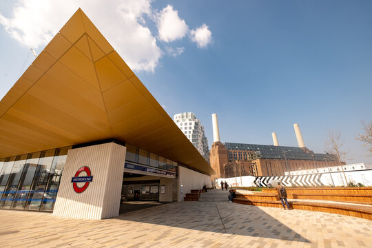 London-2022:  Battersea Power Station Underground station, a newly added station on the Northern Line. 