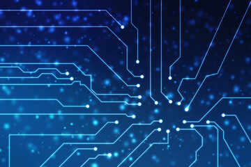 Abstract futuristic circuit board Illustration, Circuit board with various technology elements. Circuit board pattern for digital abstract technology background