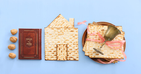 Pesah celebration concept (jewish Passover holiday). Translation of Traditional pesakh book text:...
